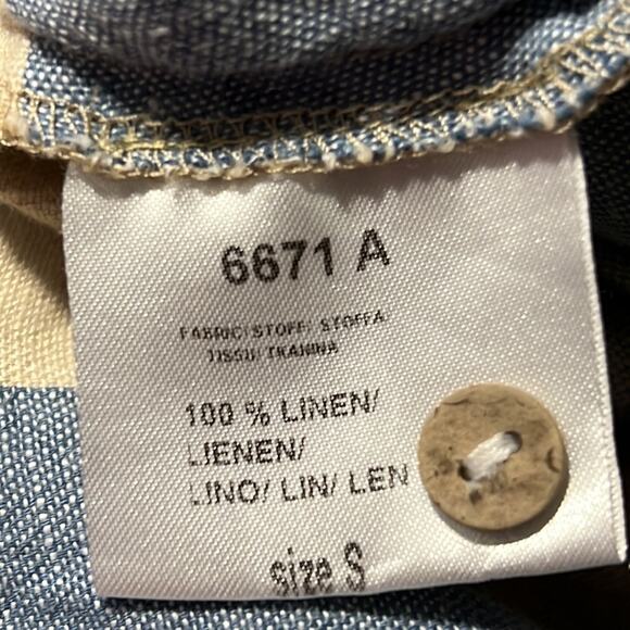 Yuvita Chambray Sleeveless Pintuck Plaid Linen Dress Lagenlook Blue Size S $148 - Picture 9 of 11